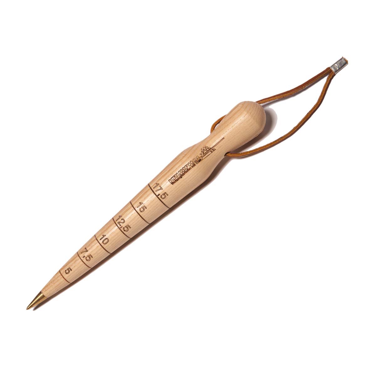 Plantepind med messingspids og læderrem - 28 cm