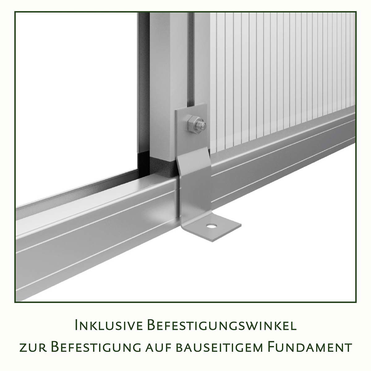 Detalje af galvaniseret monteringsvinkel på fundament