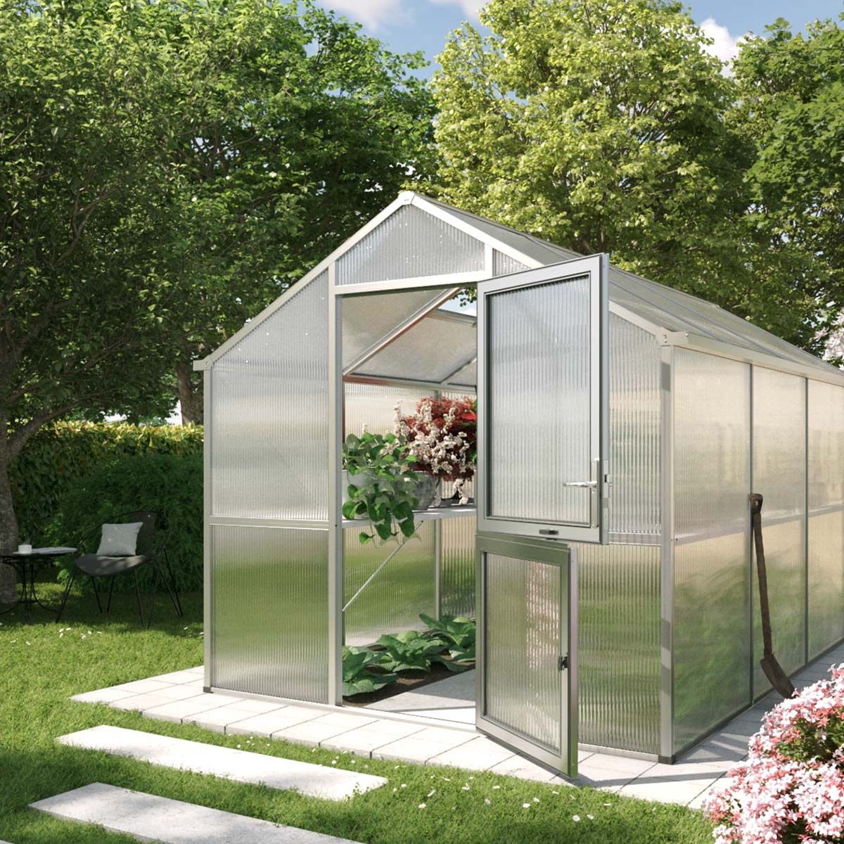 Drivhus - Model Iris IV, Aluminium Natur