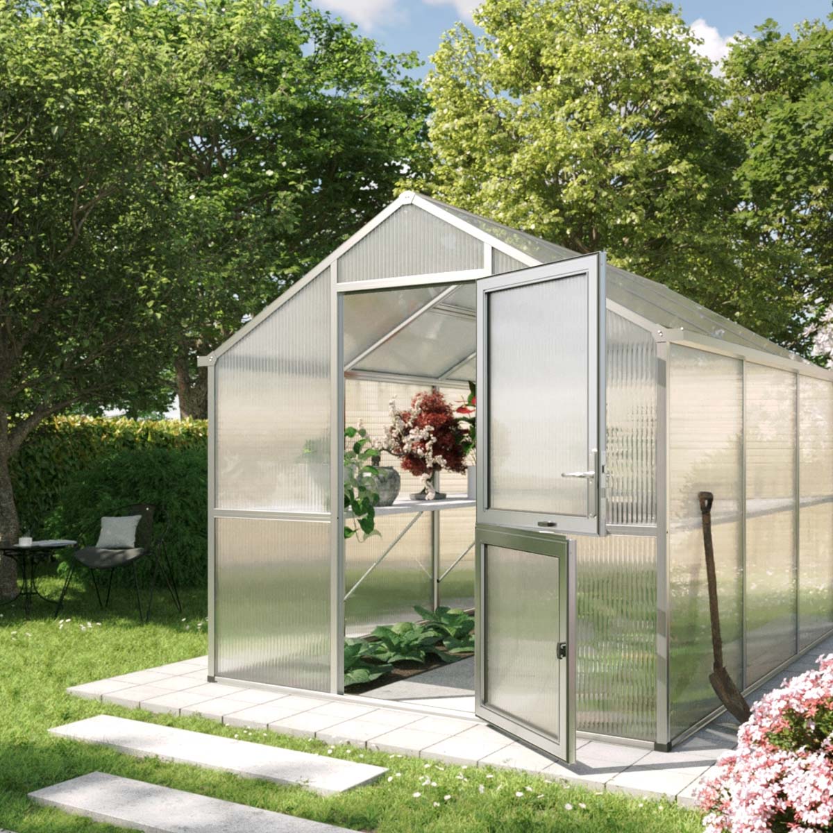 Drivhus - Model Iris III, Aluminium Natur