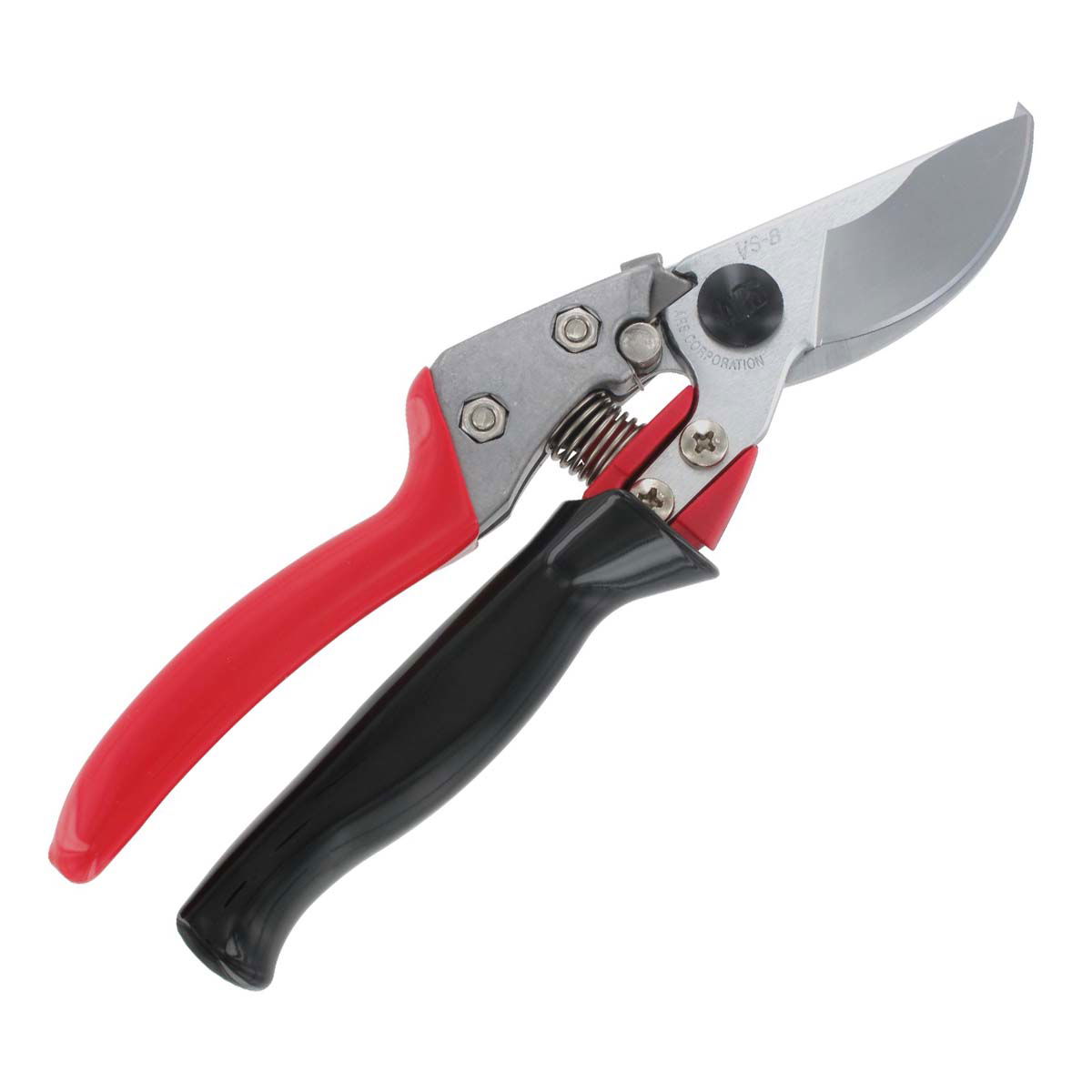 Ergonomisk havegrensaks med rødt og sort håndtag