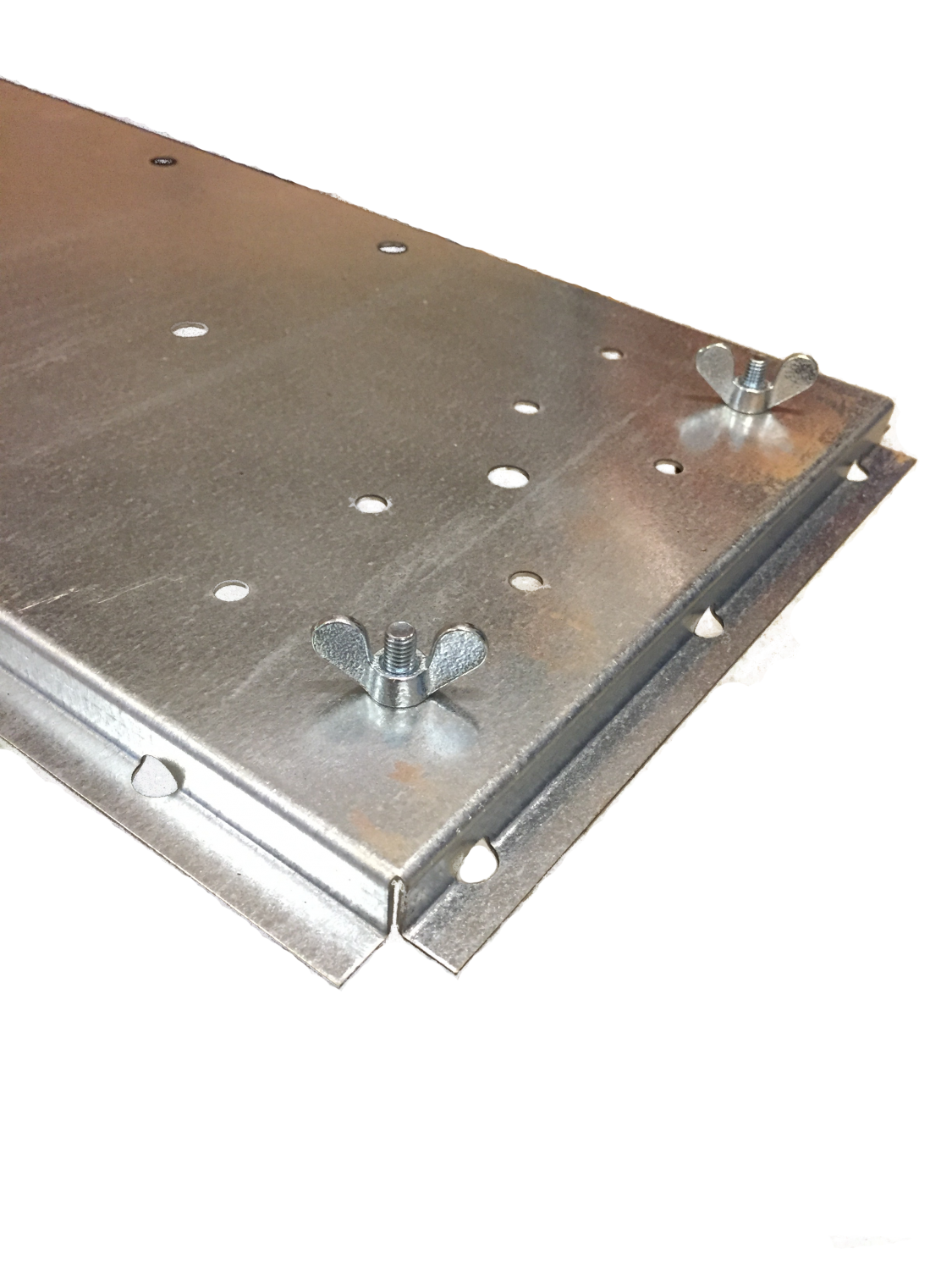 Rektangulær galvaniseret plade med vingemøtrikker
