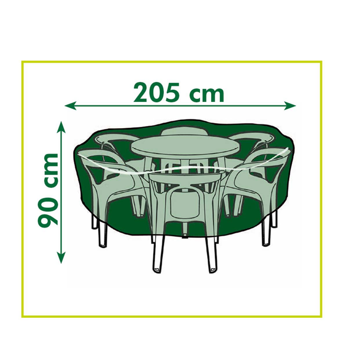 Overtræk til rundt havebord og stole H90 x Ø205 cm