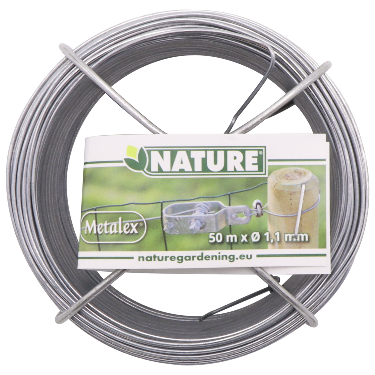 Galvaniseret hegnstråd Ø0,9/1,4 mm x 30 meter - Nature Metalex® til opbinding og lettere hegnsopgaver Rulle galvaniseret hegnstråd Nature Metalex Ø0,9/1,4 mm x 30 m, fleksibel tråd til montering af net, opbinding af planter og mindre haverelaterede konstruktioner, rustbeskyttet