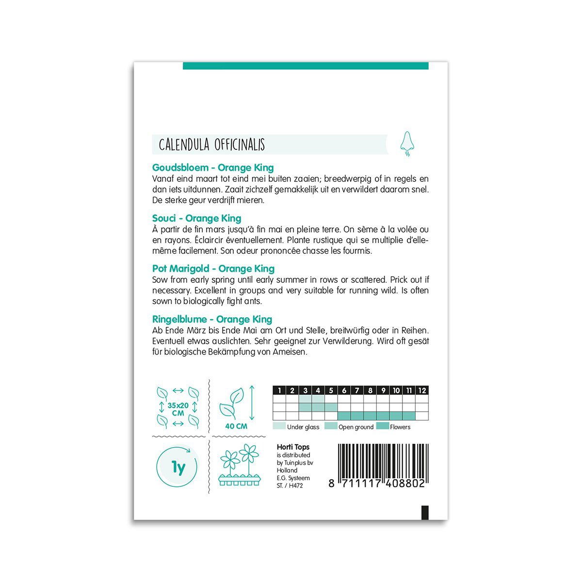 Frøpose med Calendula officinalis Orange King