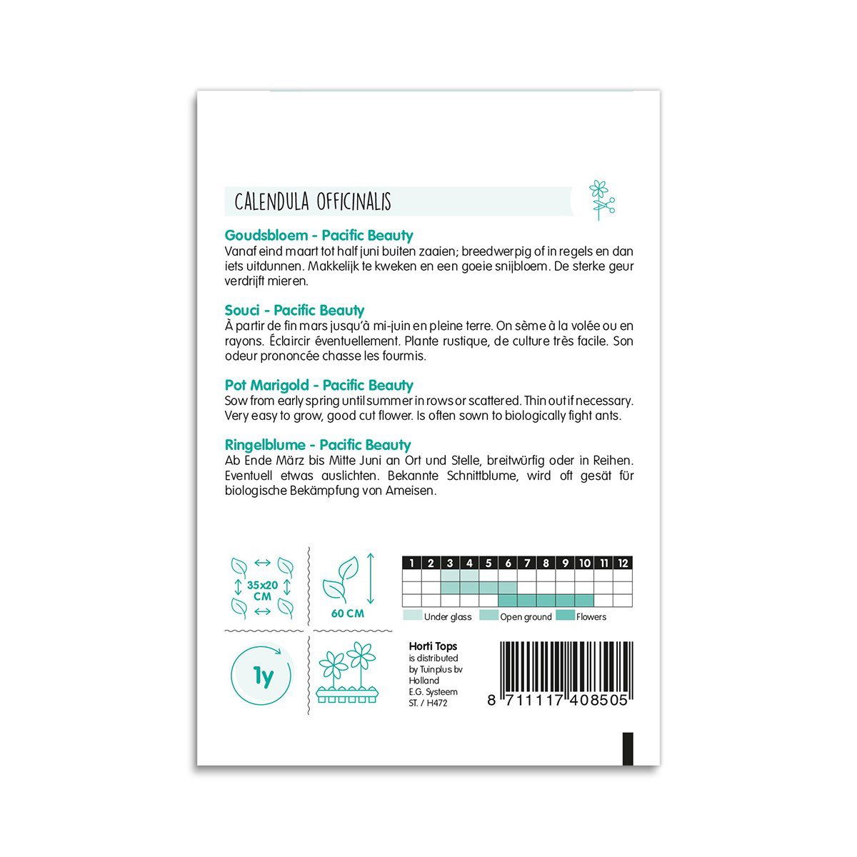 Calendula officinalis Pacific Beauty blomsterfrø pose