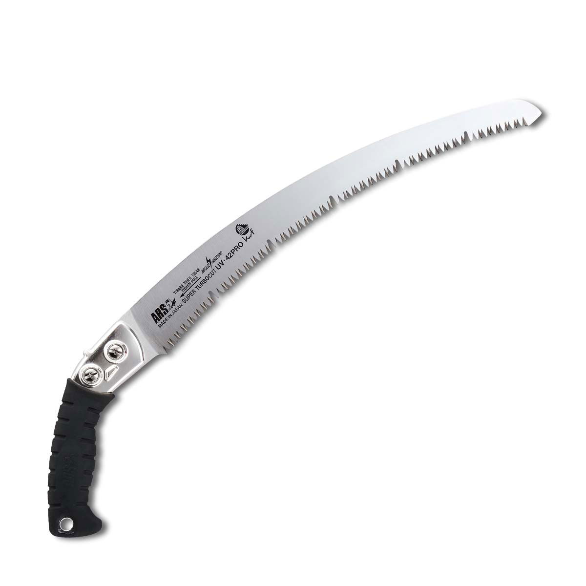 Buet håndsav med sort håndtag til træbeskæring