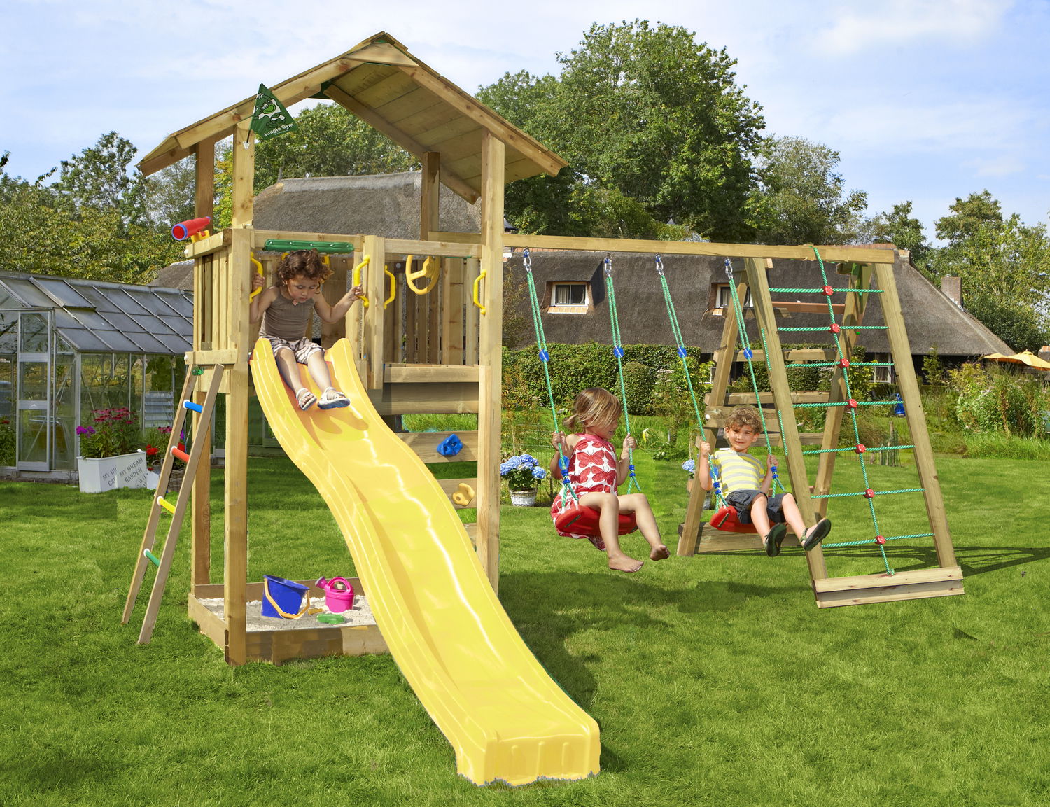 Legetårn Jungle Gym Sierra Climb Module 220 Gul Rutschebane