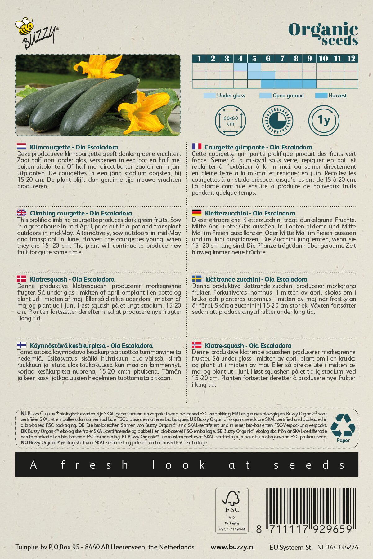 Frøpakke med økologisk klatresquash Ola Escaladora
