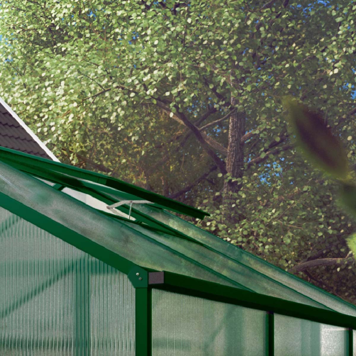 Ekstra ovenlysvindue inkl. automatisk vinduesløft., Grangrøn, til 16 mm drivhuse