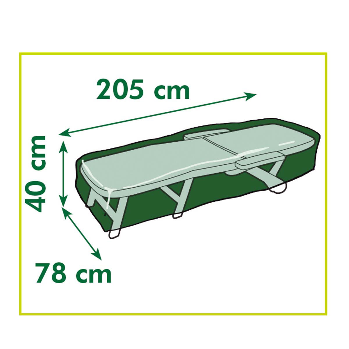 Grøn overtræk til solseng 205x78x40 cm