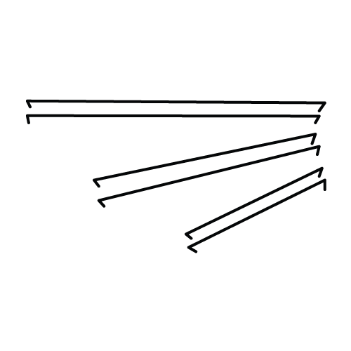 Fire smalle sorte metalskinner i sæt