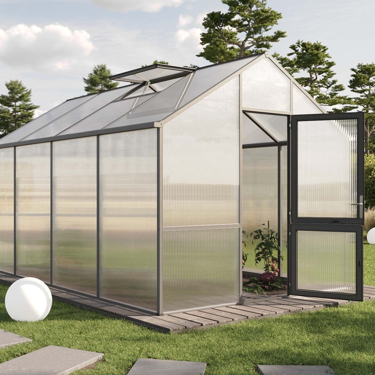 Drivhus - KGT Dahlie IV, Antracitgrå - 12,74 m2