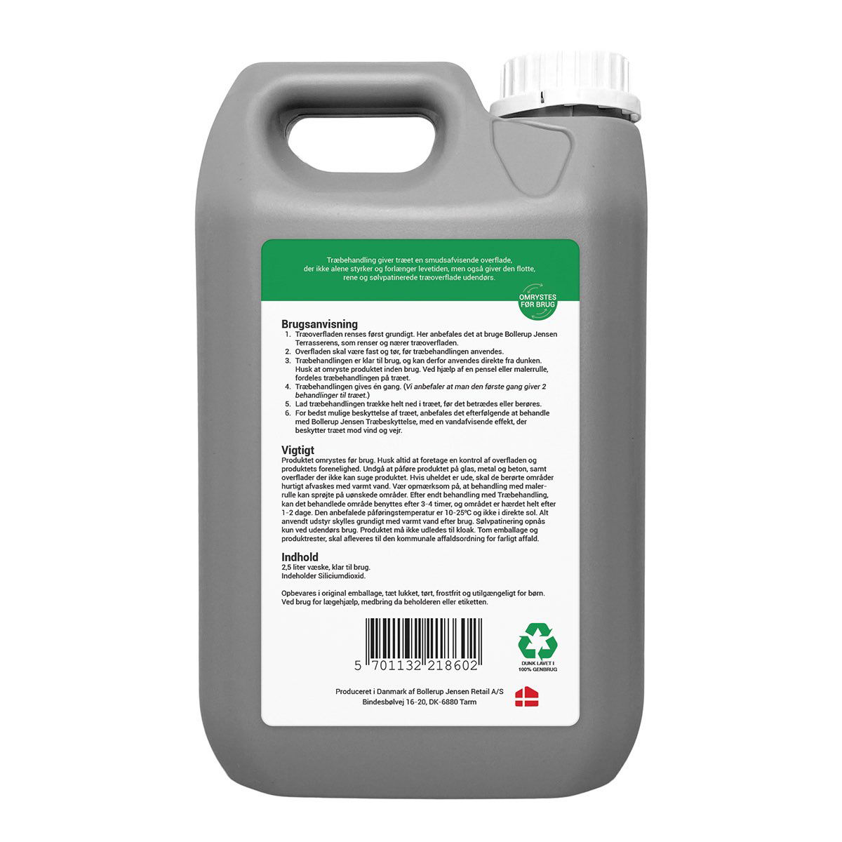 Grå 2,5 L dunk med træbeskyttelse til terrasse