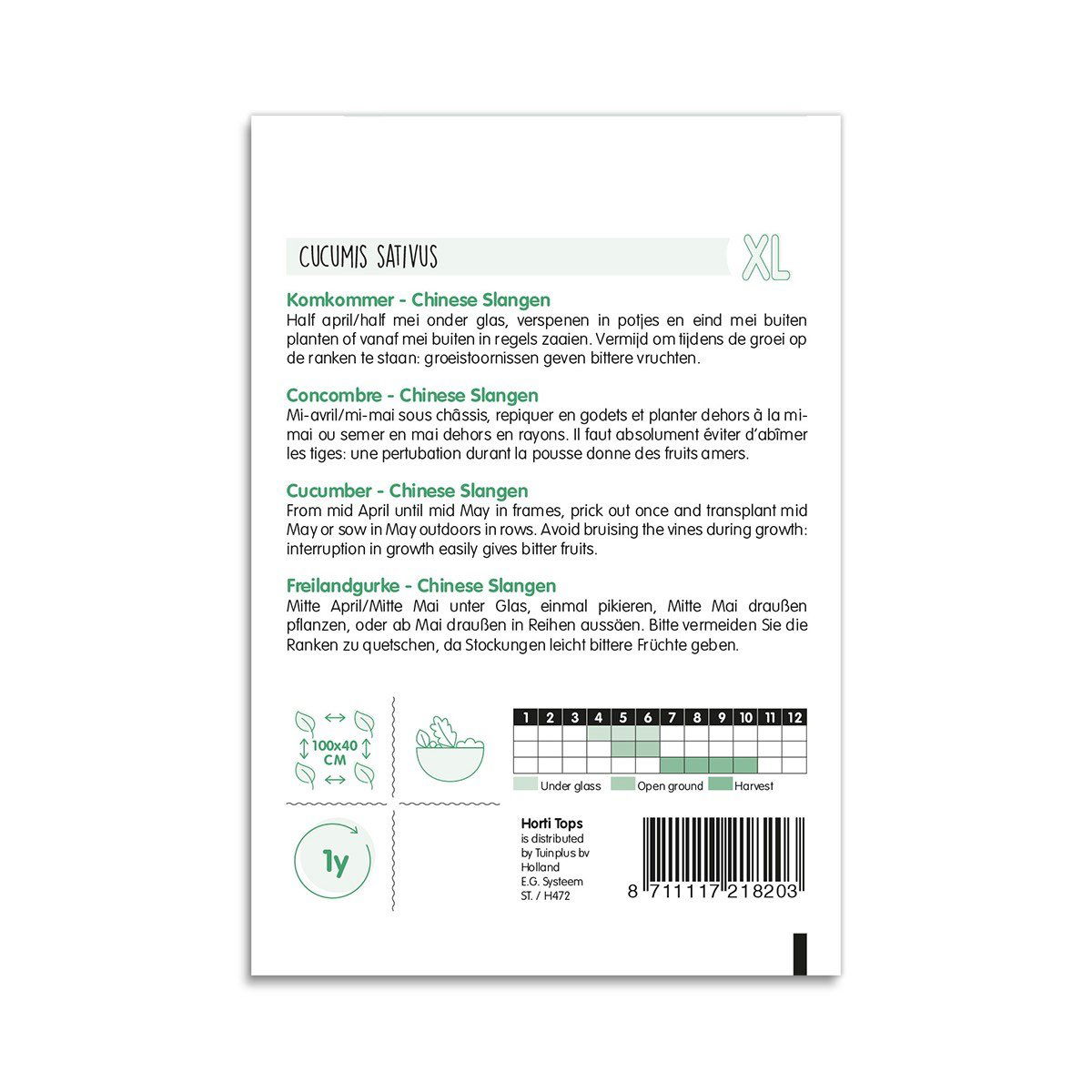 Pose med agurkefrø kinesiske slanger XL