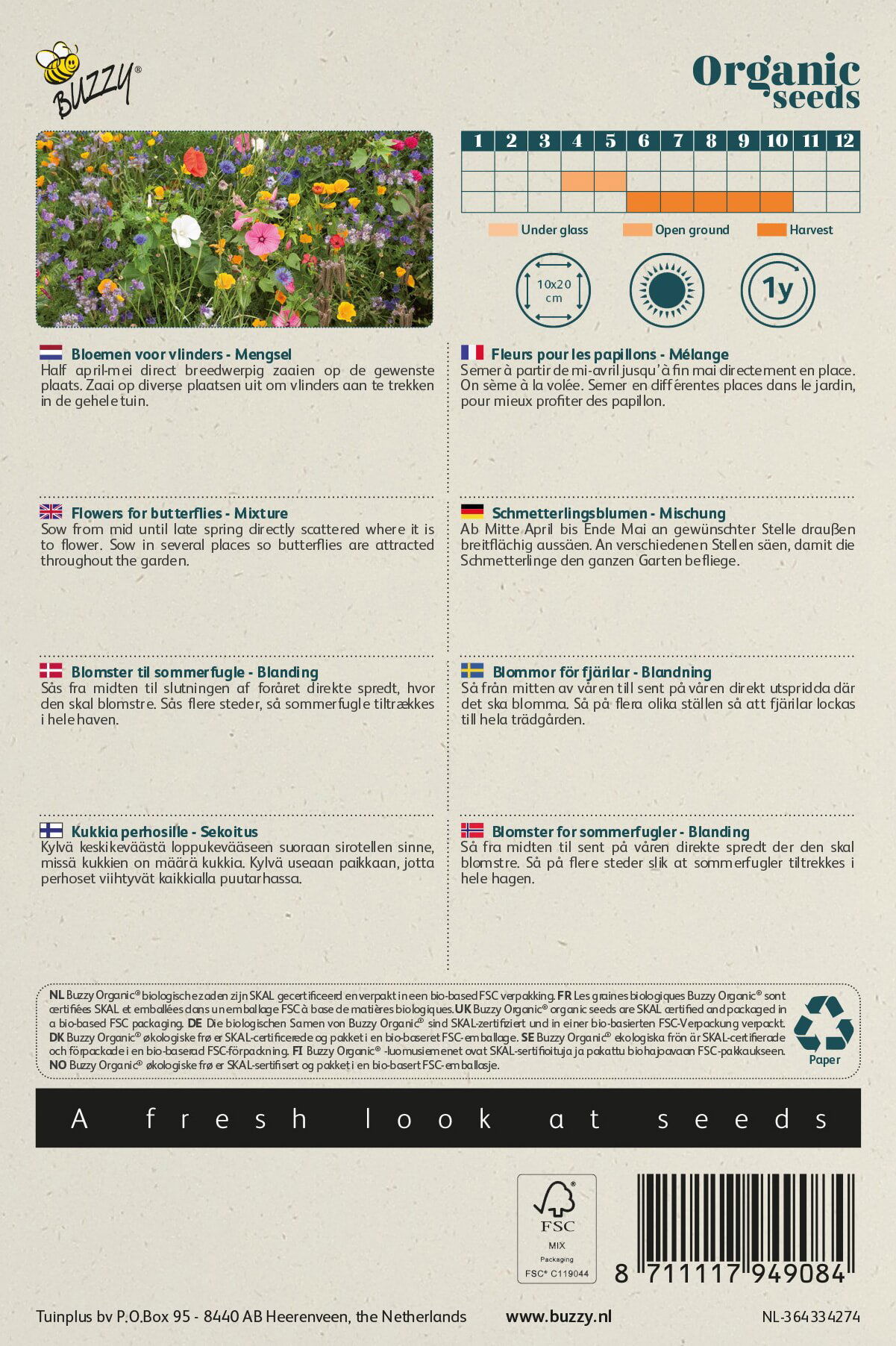 Buzzy økologisk frøblanding af blomster for sommerfugle