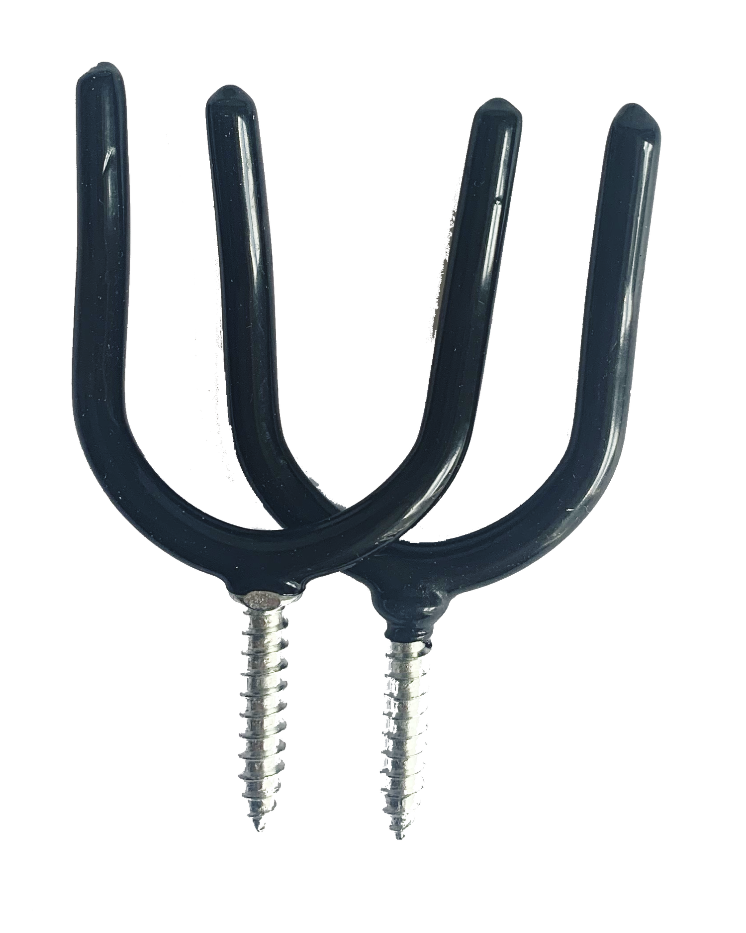 To U-formede skruekroge med sort plastbelægning