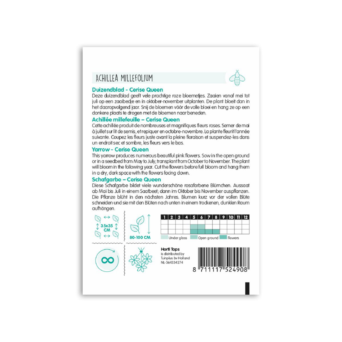 Frøpose til rødpink røllike Achillea Cerise Queen