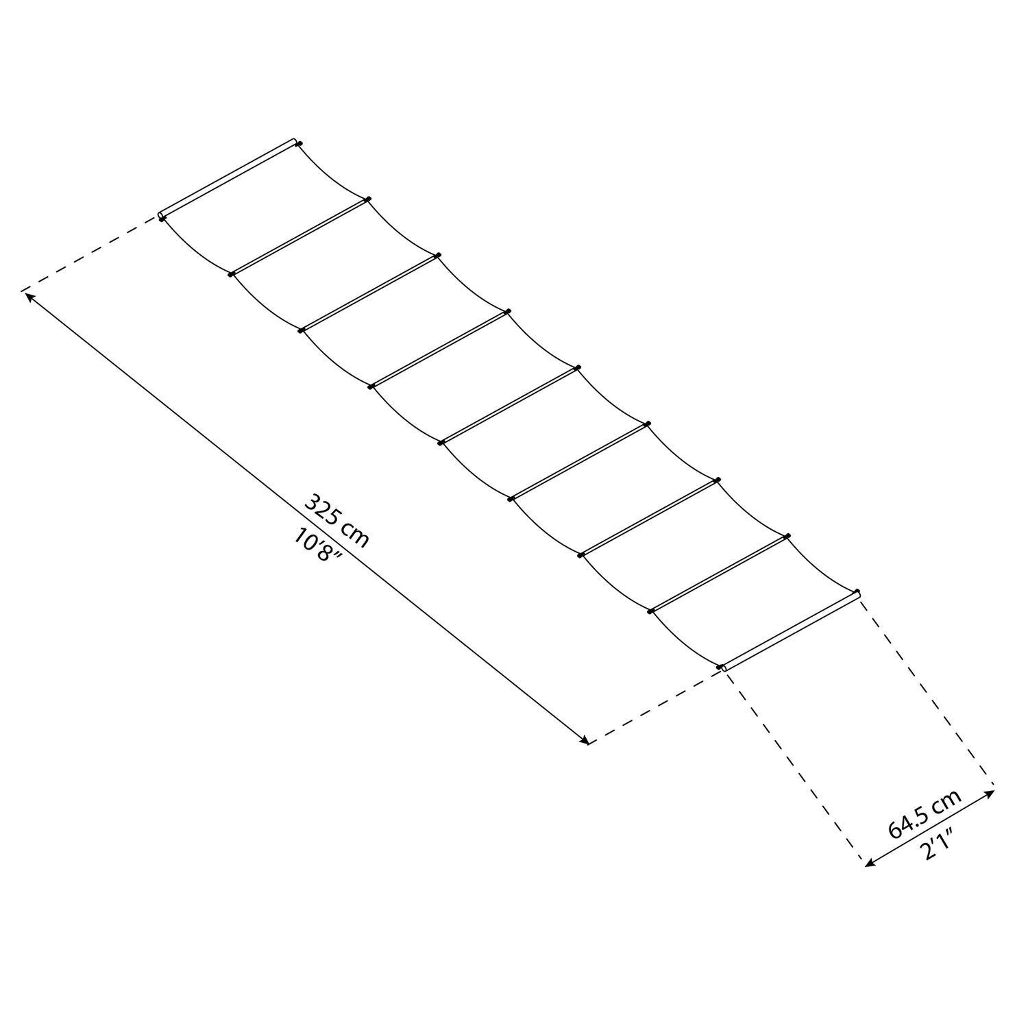 Teknisk tegning af reservetag til pergola 325x64,5 cm
