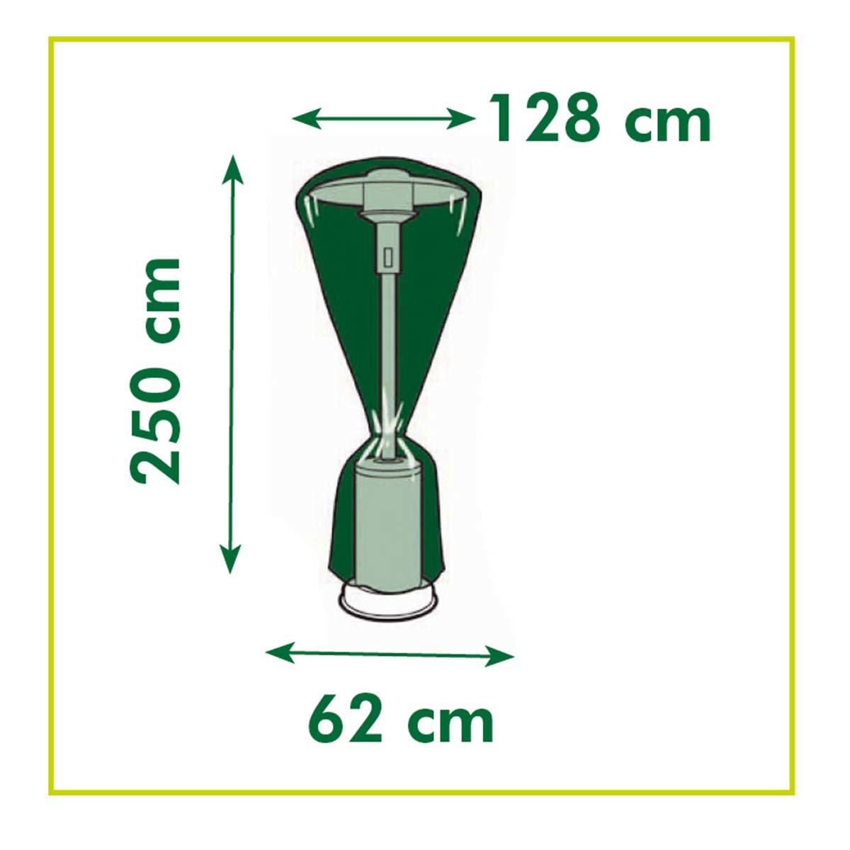 Grønt overtræk til terrassevarmer, 250x128x62 cm