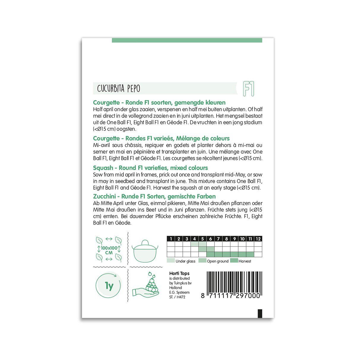 Frøpose til runde courgetter, blandede F1 sorter