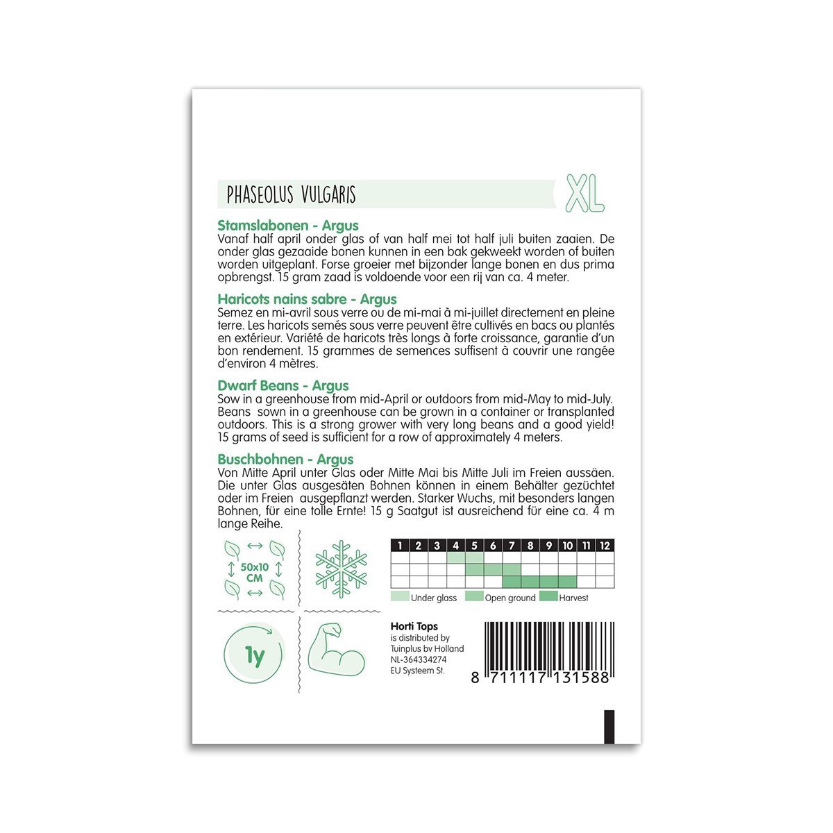 Phaseolus vulgaris Argus buskbønne frøpose bagpå