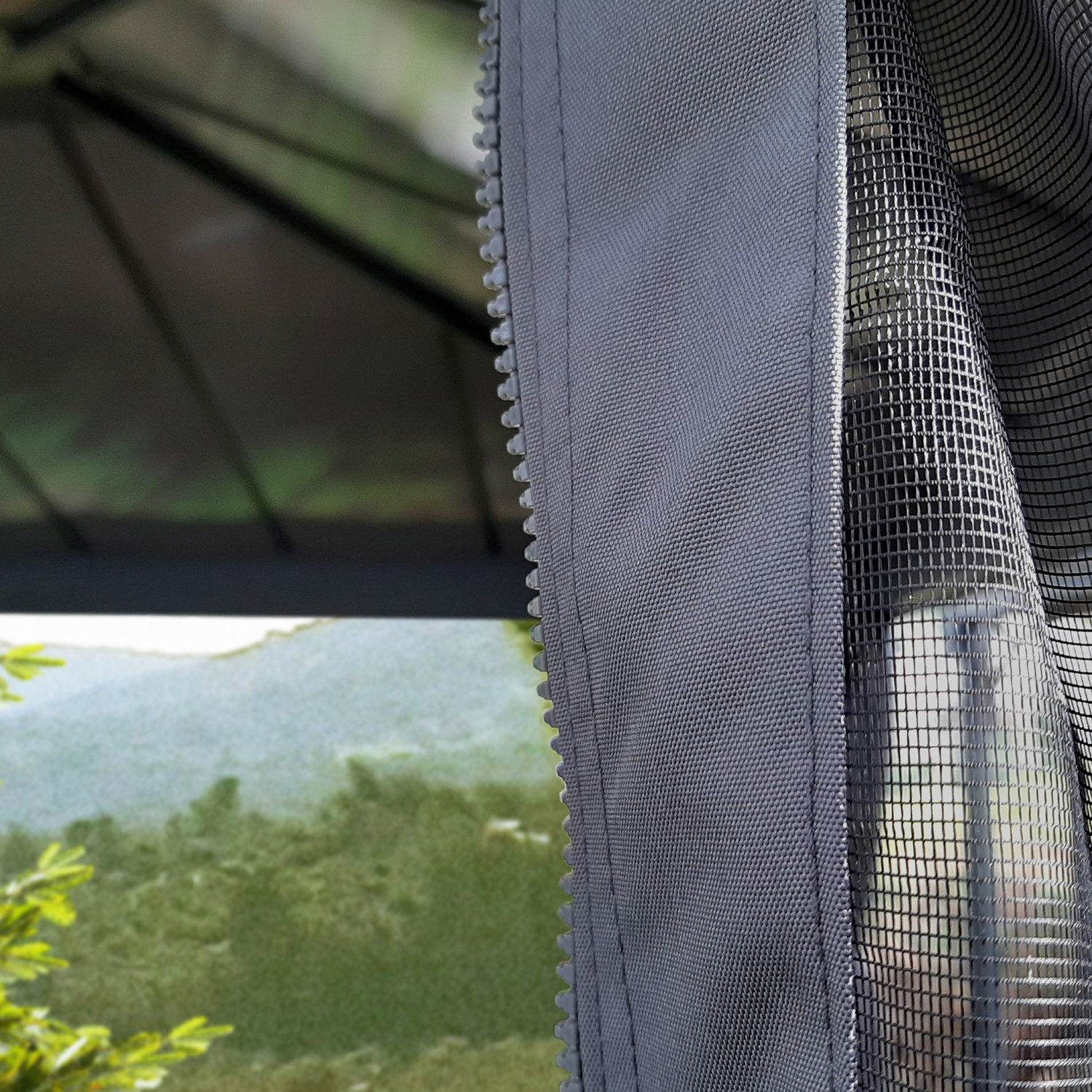 Gråt myggenet med lynlås til pavillon udendørs