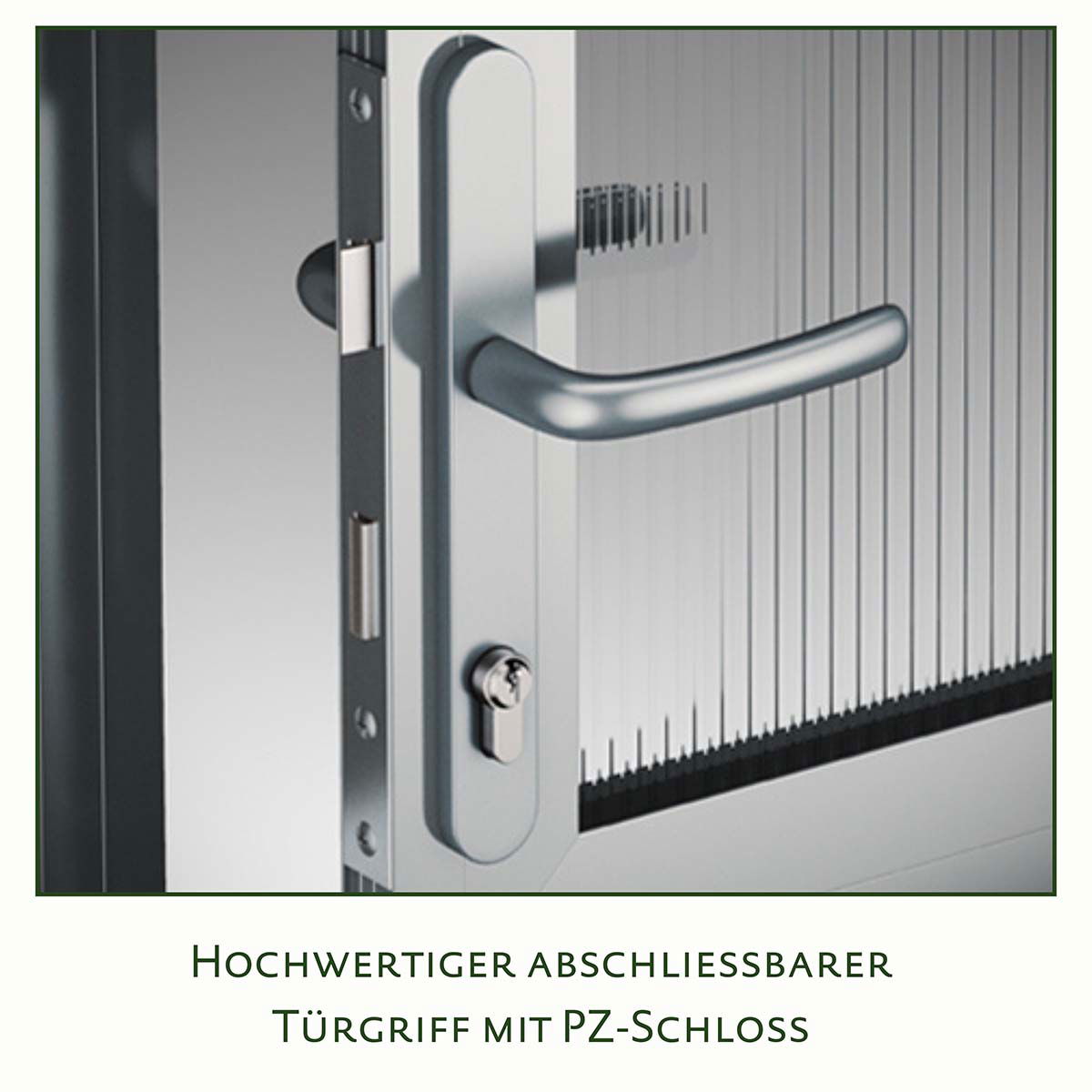 Sølvfarvet låsbart dørhåndtag med PZ-lås