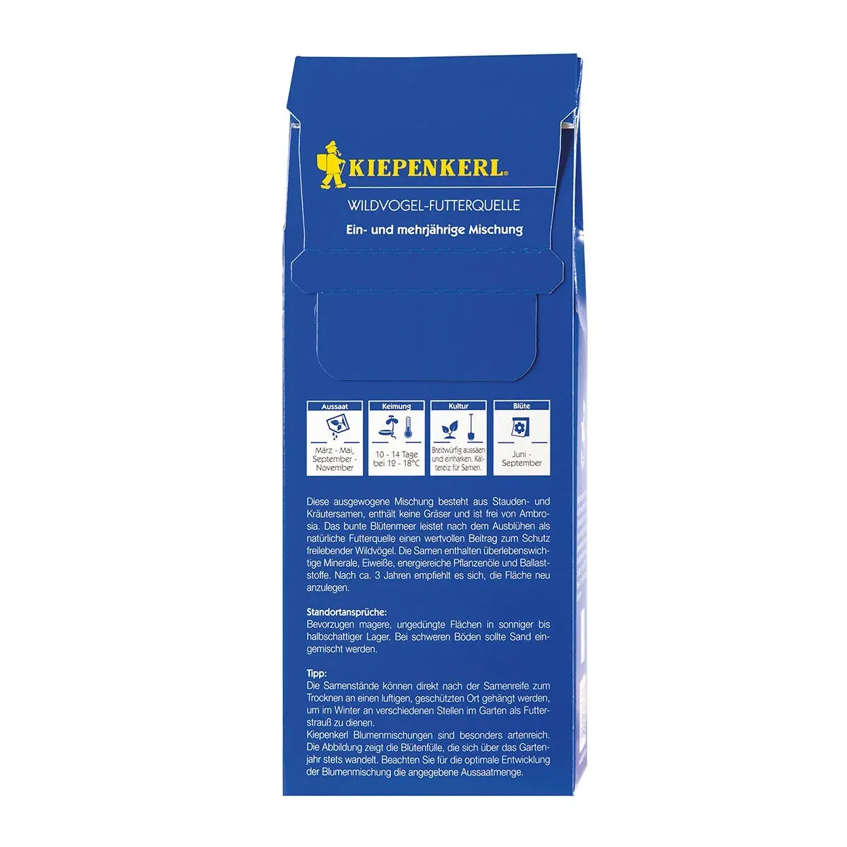Blå pakke Kiepenkerl vildfuglefoder, frø til haven