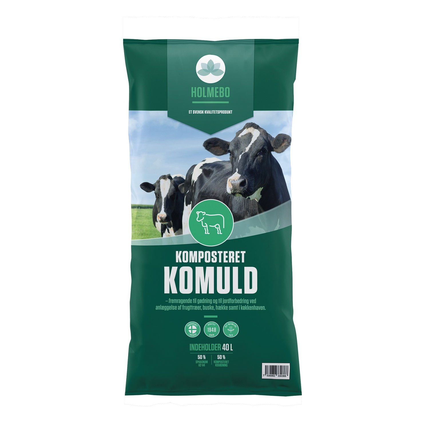 Sæk med Holmebo komposteret komøg 40 liter