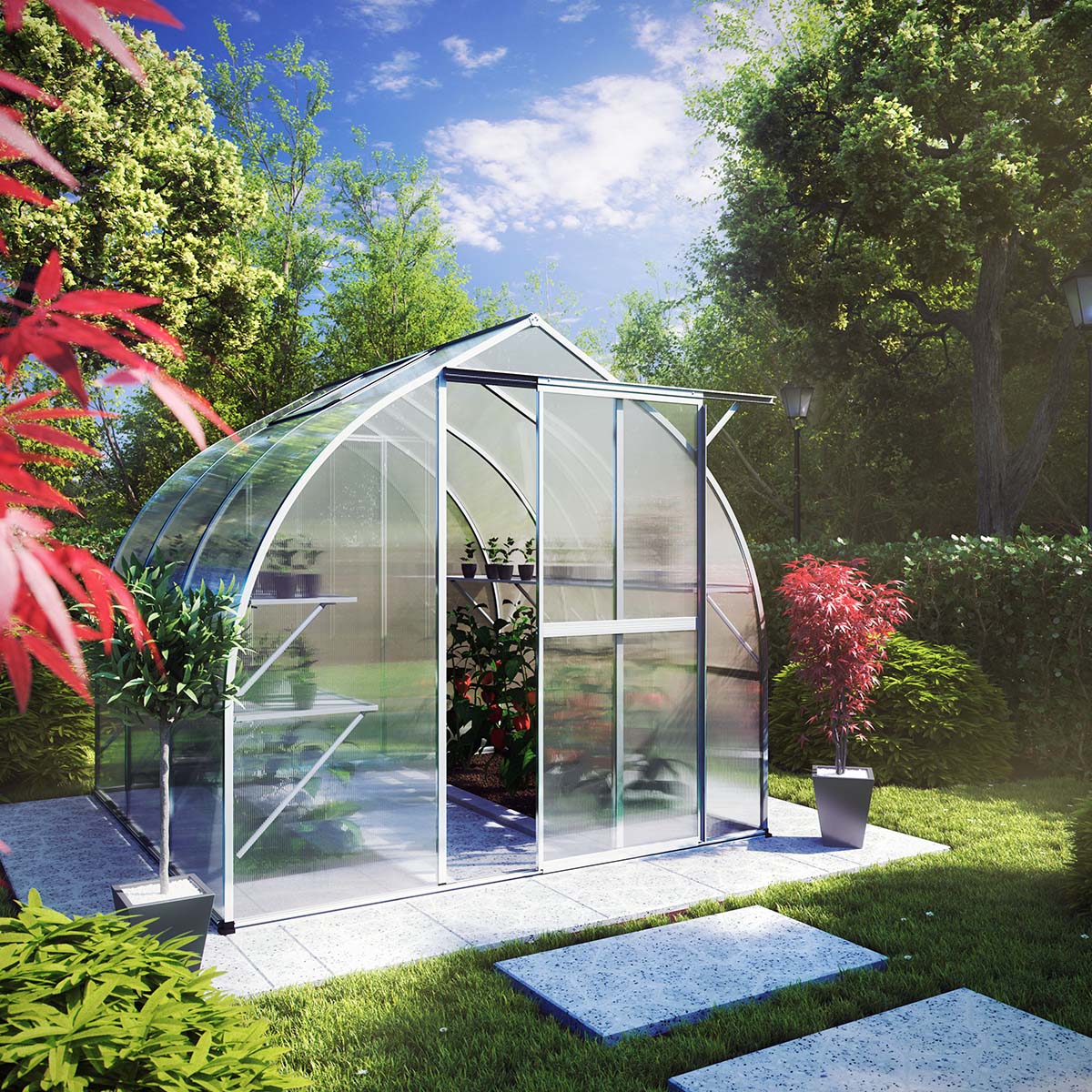 Drivhus - Model Rhodo III, Aluminium Natur