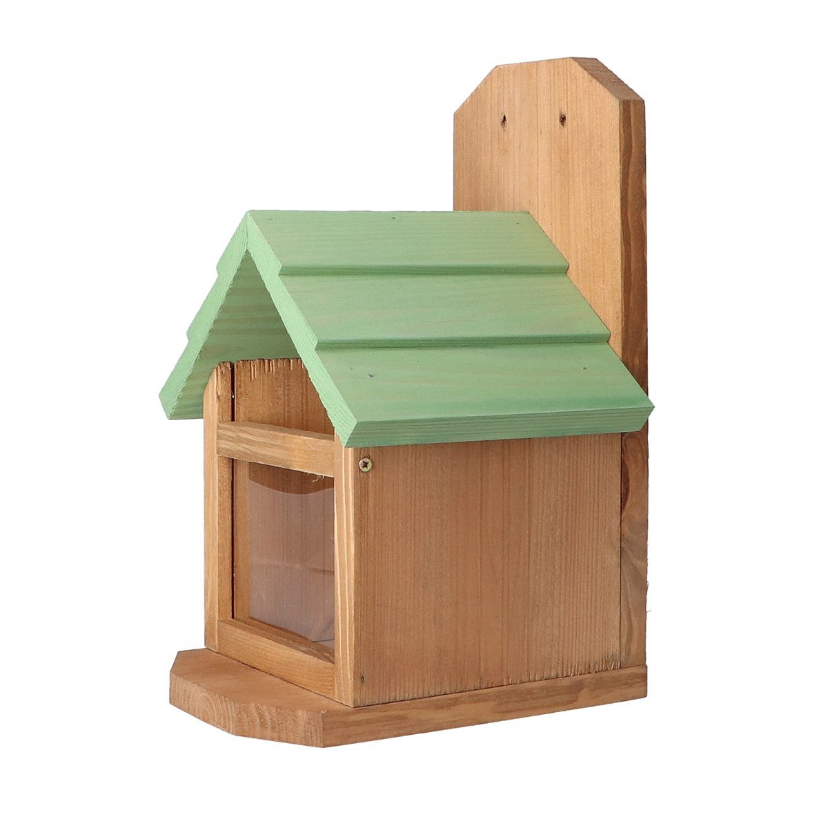 Vægmonteret træfoderhus til fugle med grønt tag