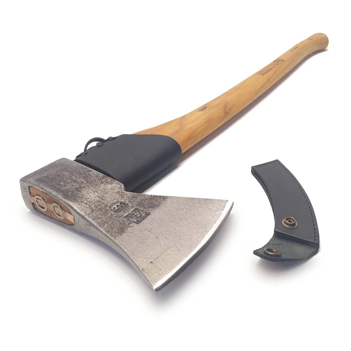 Skovøkse med lakeret hickoryskaft og læderbeskytter, 80 cm