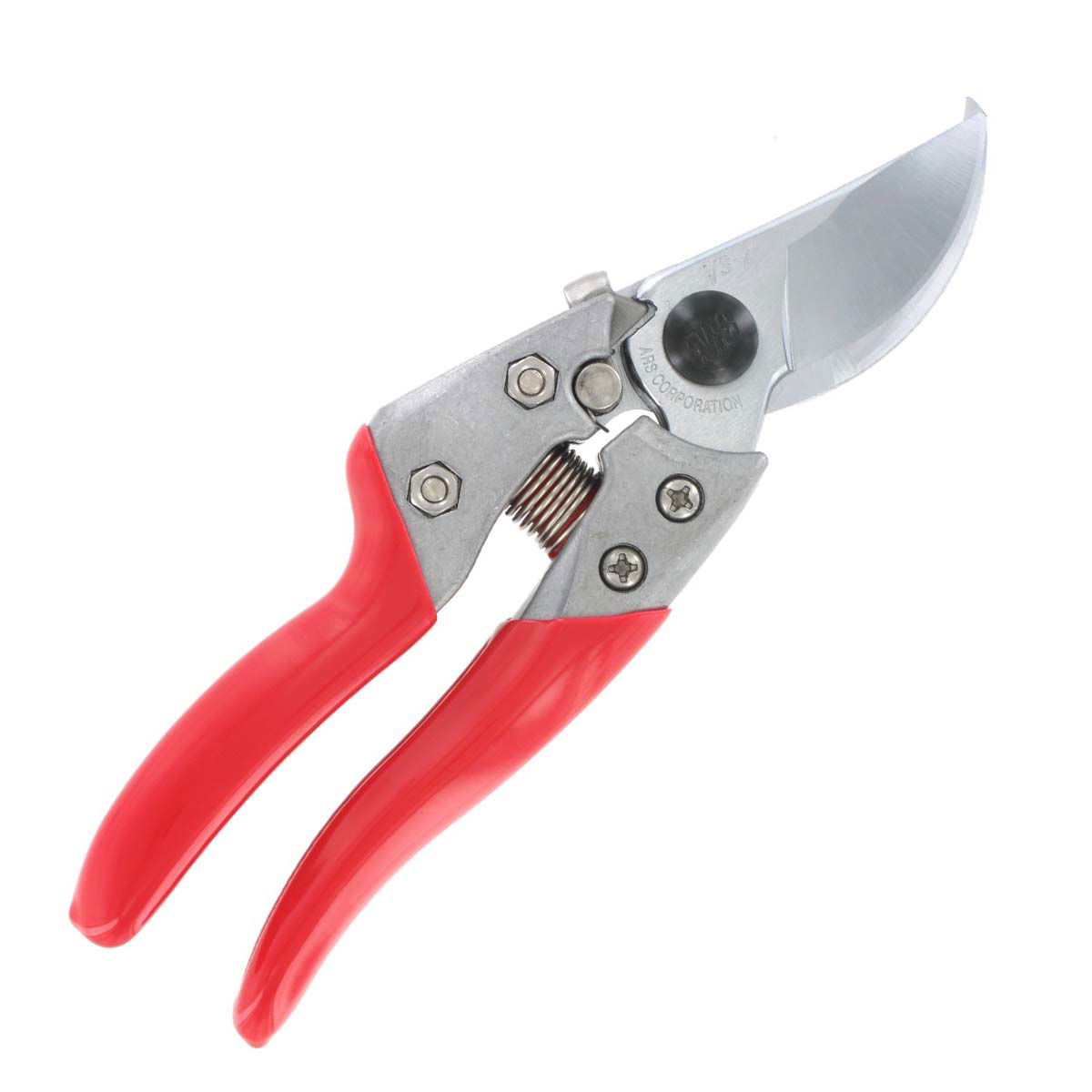 Skarp havesaks med røde håndtag