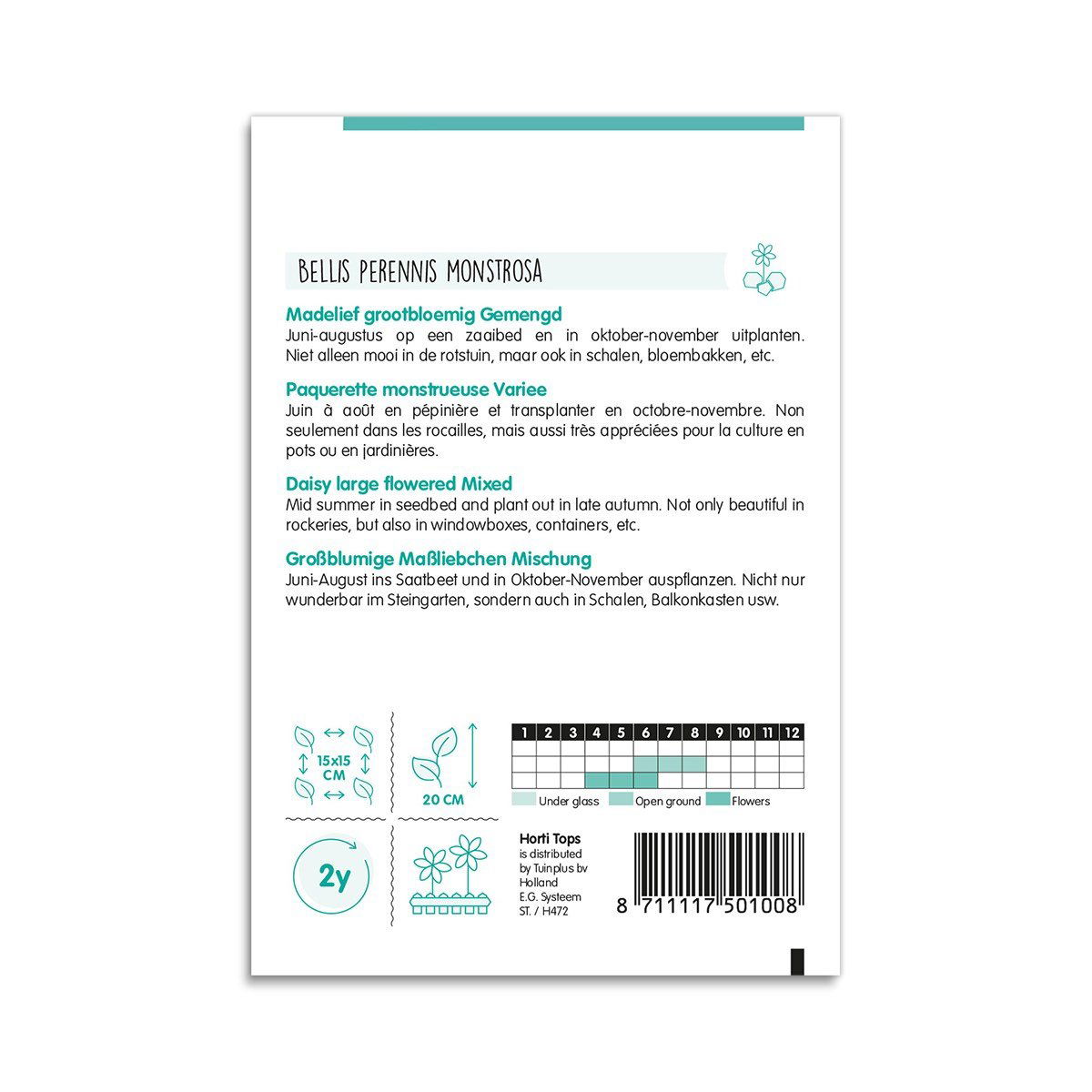 Frøpose til Bellis perennis monstrosa margueritblanding