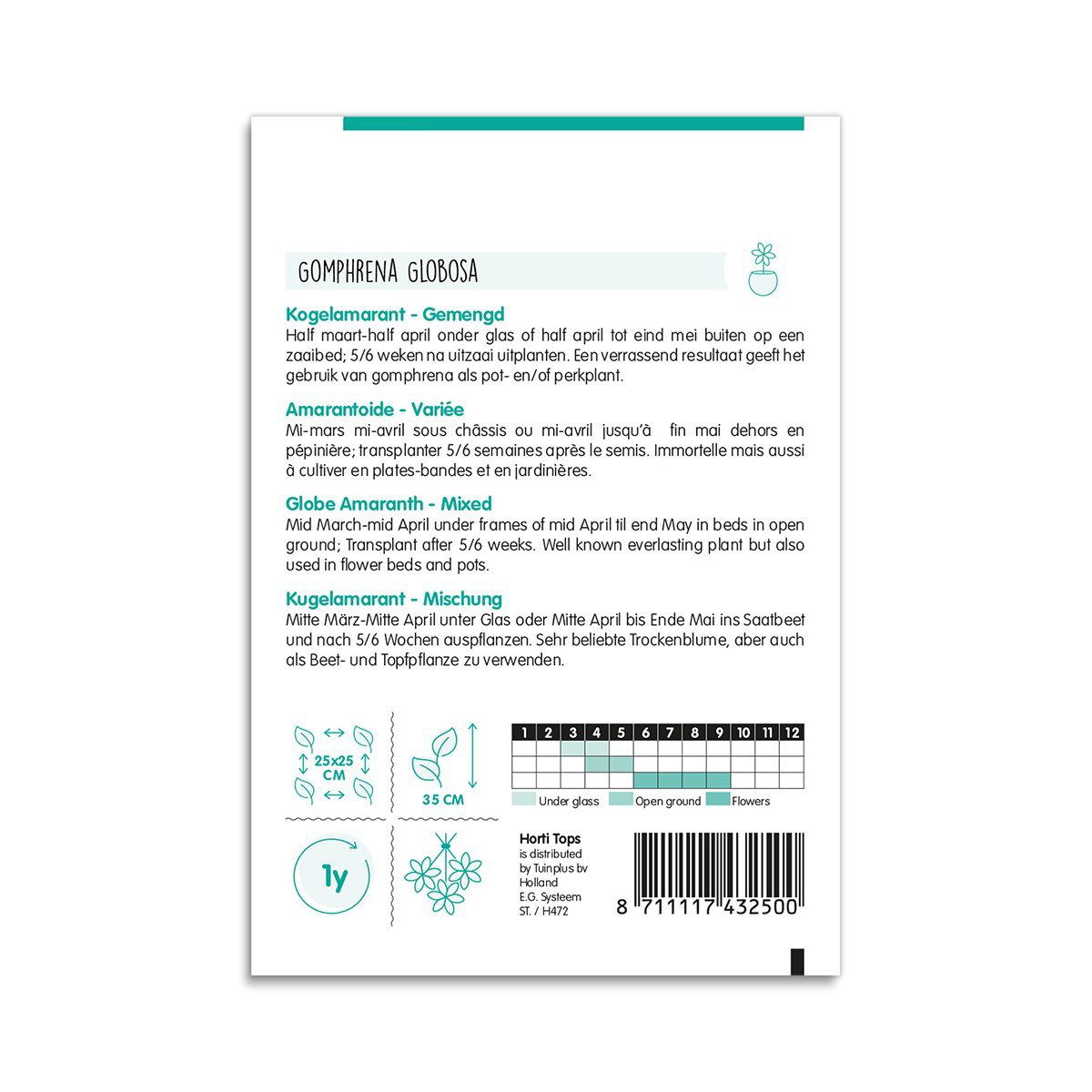 Pose med Gomphrena globosa frø, blanding