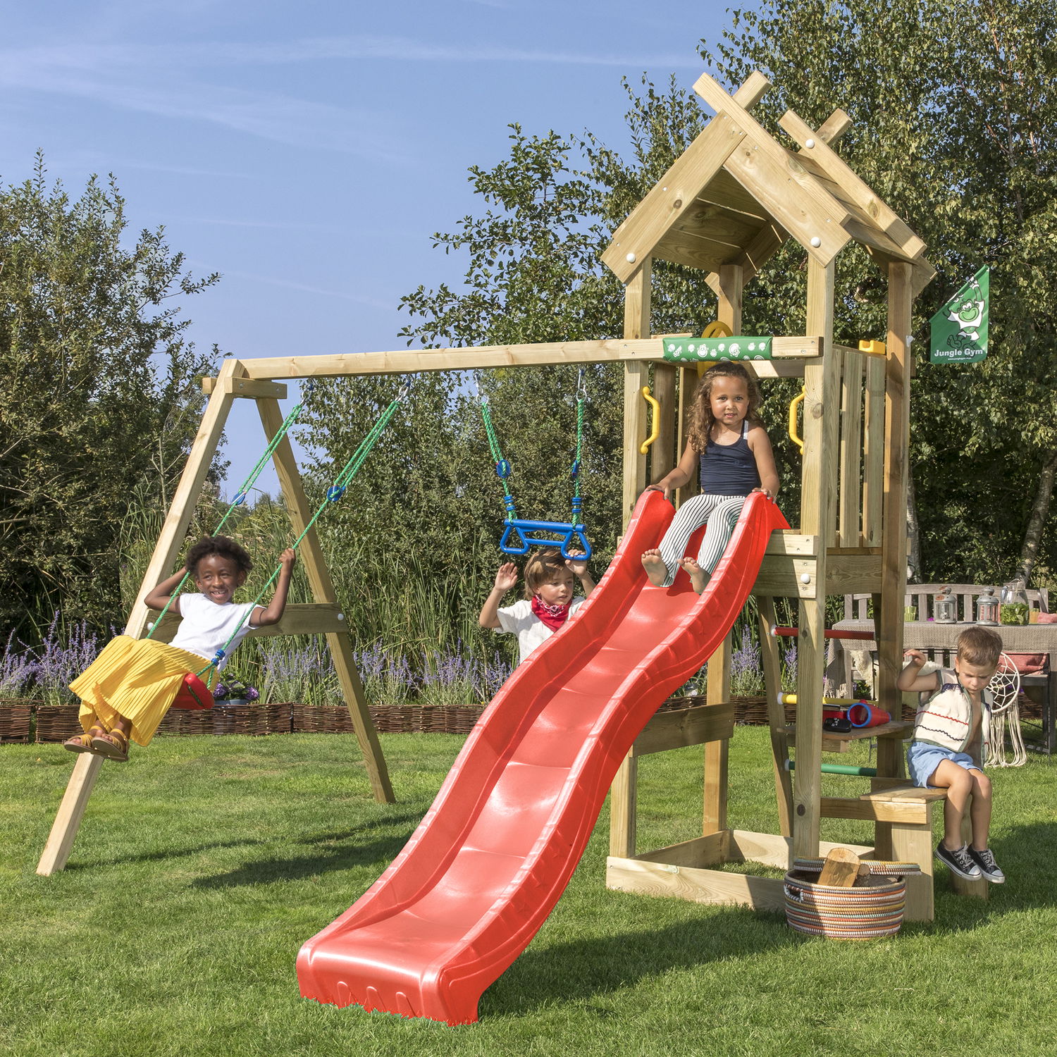Legetårn Jungle Gym Totem Swing Module 200 Rød Rutschebane
