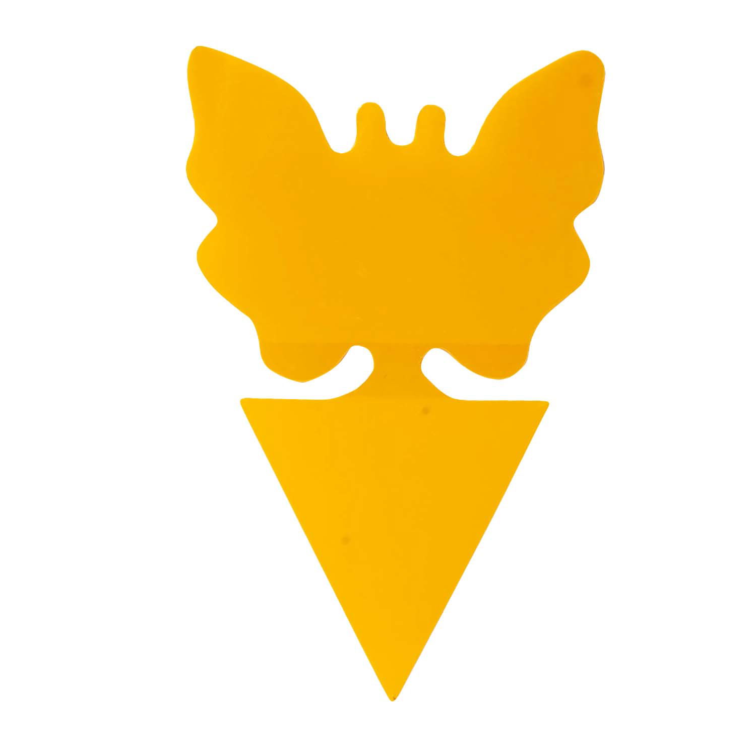 Gul plast plantepind formet som sommerfugl