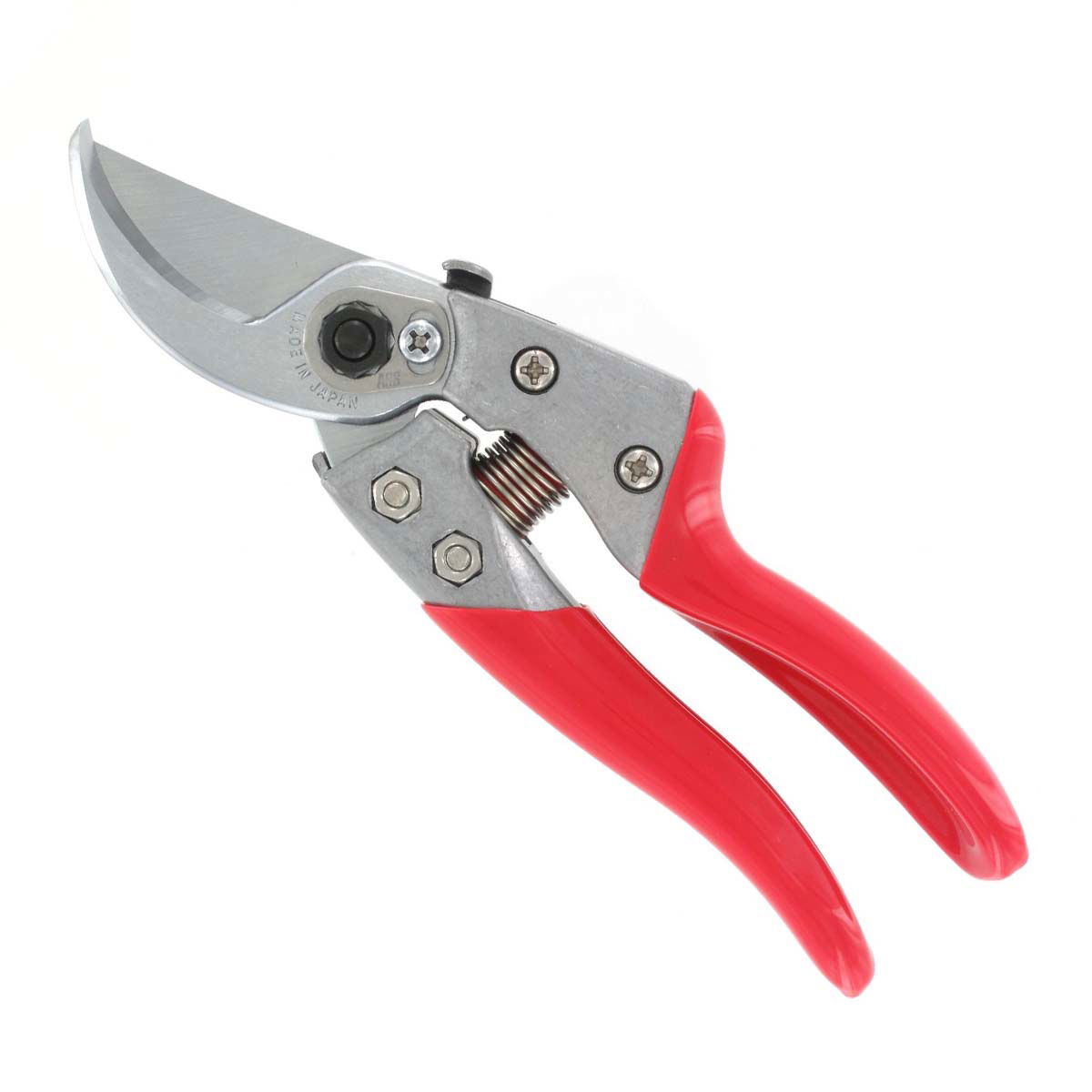 Skarp havesaks med røde ergonomiske håndtag