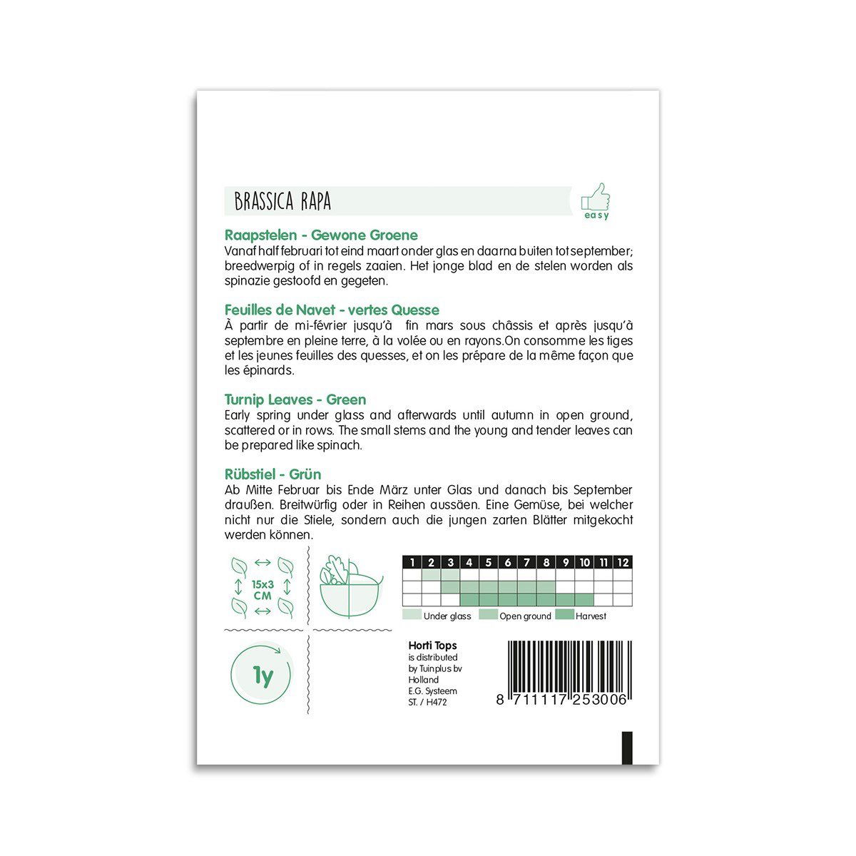 Pose med Brassica rapa frø til grønne turnip leaves