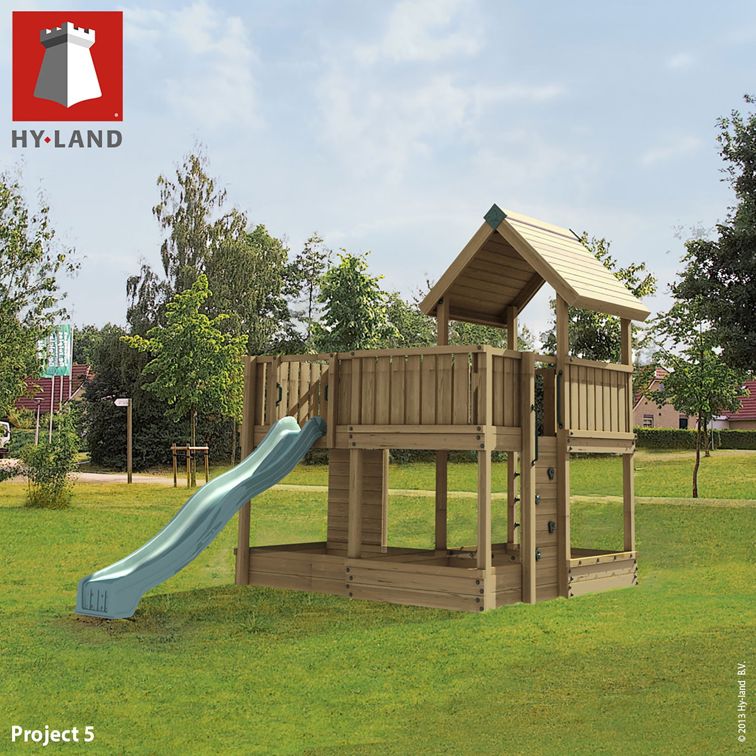 HY-LAND trælegeplads med rutsjebane i have