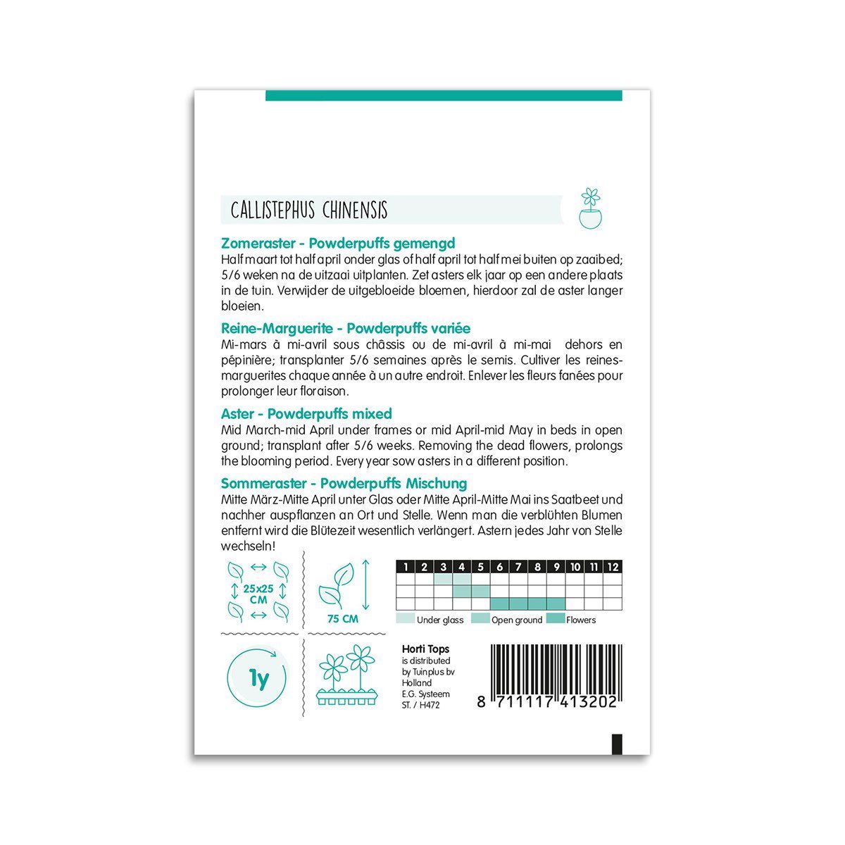 Frøpose med Callistephus chinensis sommeraster mix