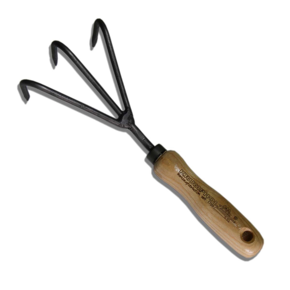 Lille kultivator med 3 tænder og askegreb - 28 cm