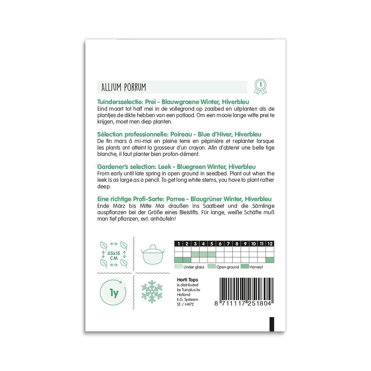 Pose med porrefrø Allium Porrum til vinterdyrkning