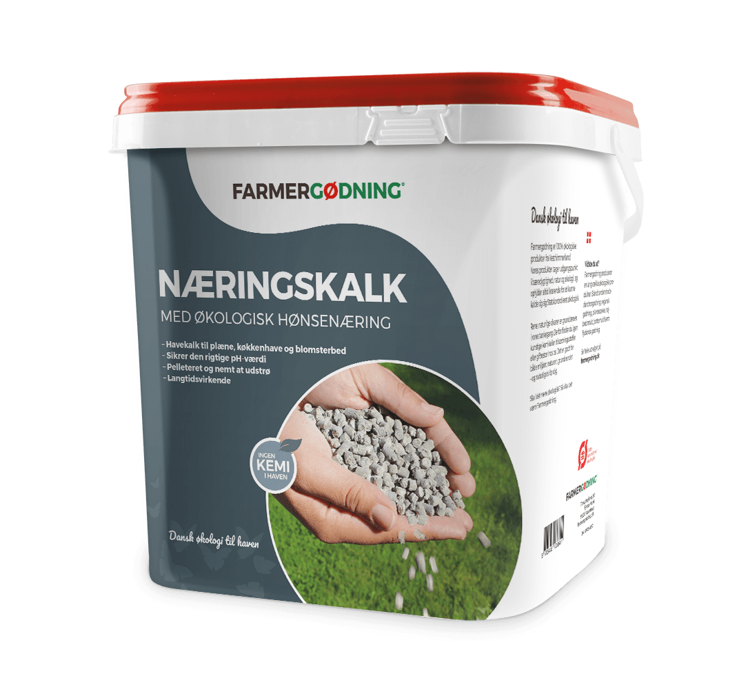 Spand med Farmergødning næringskalk til haven