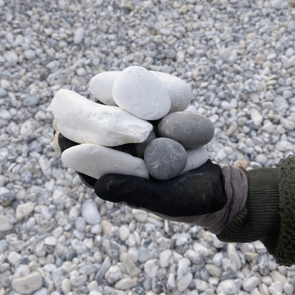 Hvide pyntesten 32-64 mm - 1000 kg.