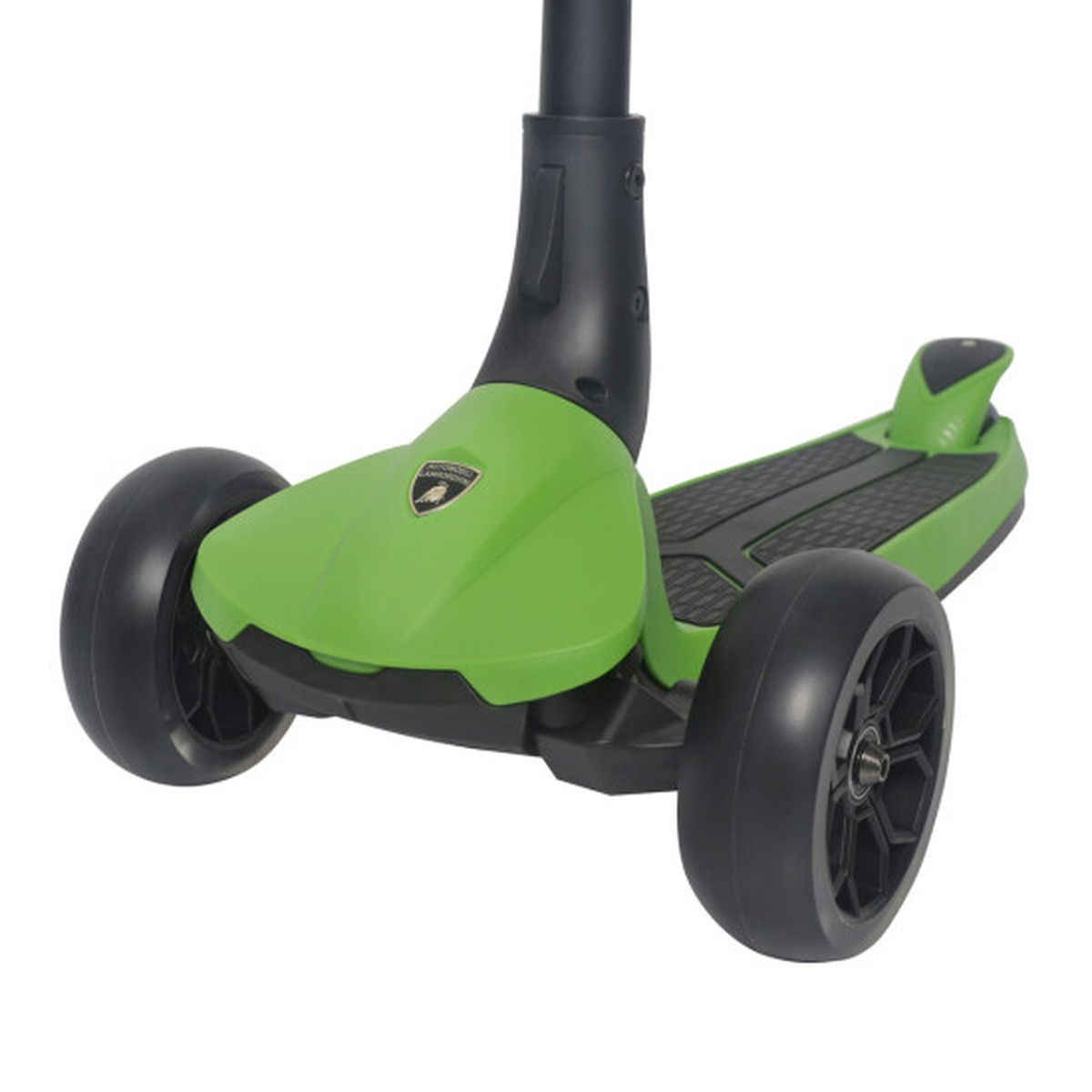 Grønt børneløbehjul med tre stabile hjul