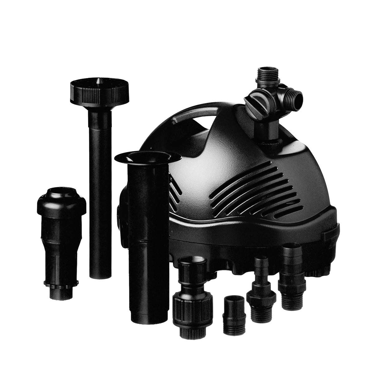 Sort fontænepumpe til havedam med dyser