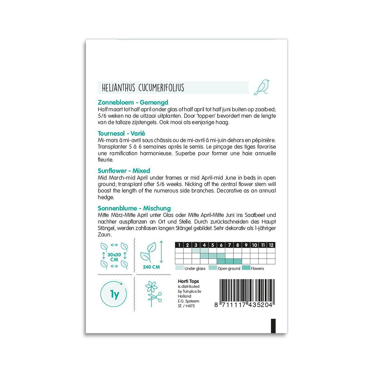 Pose med Helianthus cucumerifolius solsikkefrø blanding