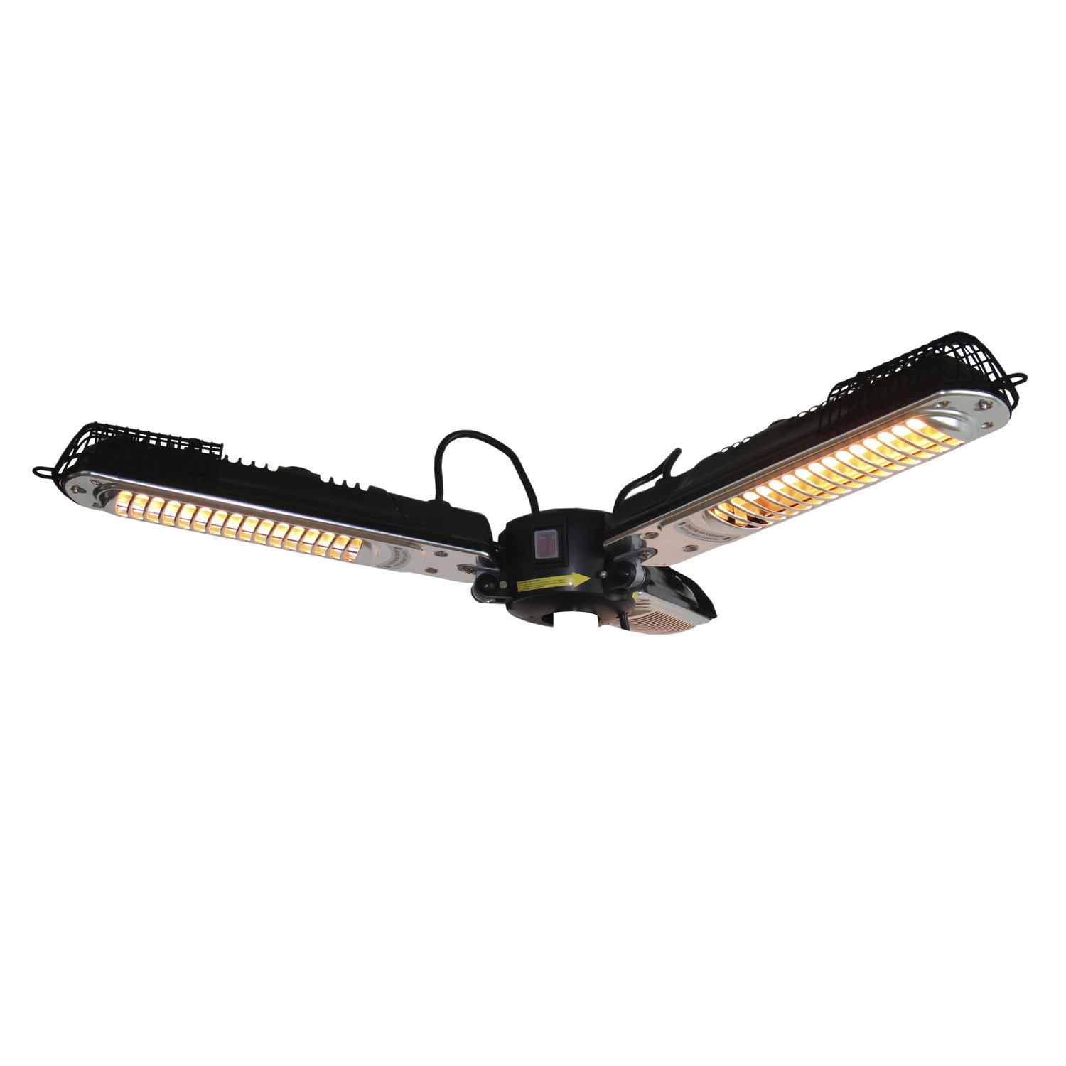 Blumfeldt Heizsporn - plafondverwarmer, infraroodstraler, carbon verwarmingselement, 3 verwarmingsniveaus: 700, 1300 of 2000 W, LED- verlichting, diameter: 60,5 cm, beschermingsklasse: IP34, zilver